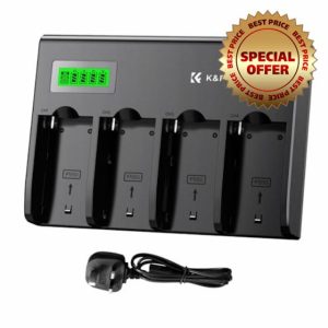 K&F Concept 4-Channel Battery Fast Charger with LCD Display for Sony NP-F550 F570 F750 F770 F930 F950 F960 F970 Camera Camcorder Battery