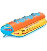 COSTWAY Towable Tube for Boating, 1-3 Riders Inflatable Banana Boat with Full Nylon Cover and EVA...