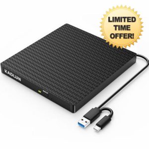 Kadlun External DVD CD Drive External USB 3.0 USB C External CD Drive for Laptop Desktop PC Macbook iMac