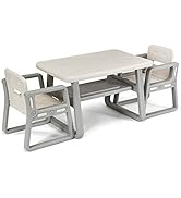 COSTWAY 5-Piece Kids Table and Chair Sets, Children Study Desk with 4 Round Chairs, Toddler Activ...