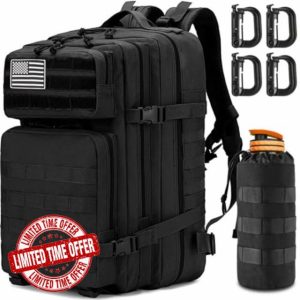 MUCHER 45L Military Tactical Backpack For Men with Bottle Holder and 4 Hooks Molle Army Rucksack Survival Backpack for Hiking Hunting