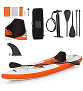 COSTWAY Inflatable Stand Up Paddle Board, 16cm Thick SUP with Accessories, Carry Bag, Adjustable ...
