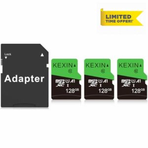 KEXIN 128GB Micro SD Cards + SD Adapter 3 Pack MicroSDHC Memory Card Class 10 UHS-I External Micro SD Card TF Card for Tablet