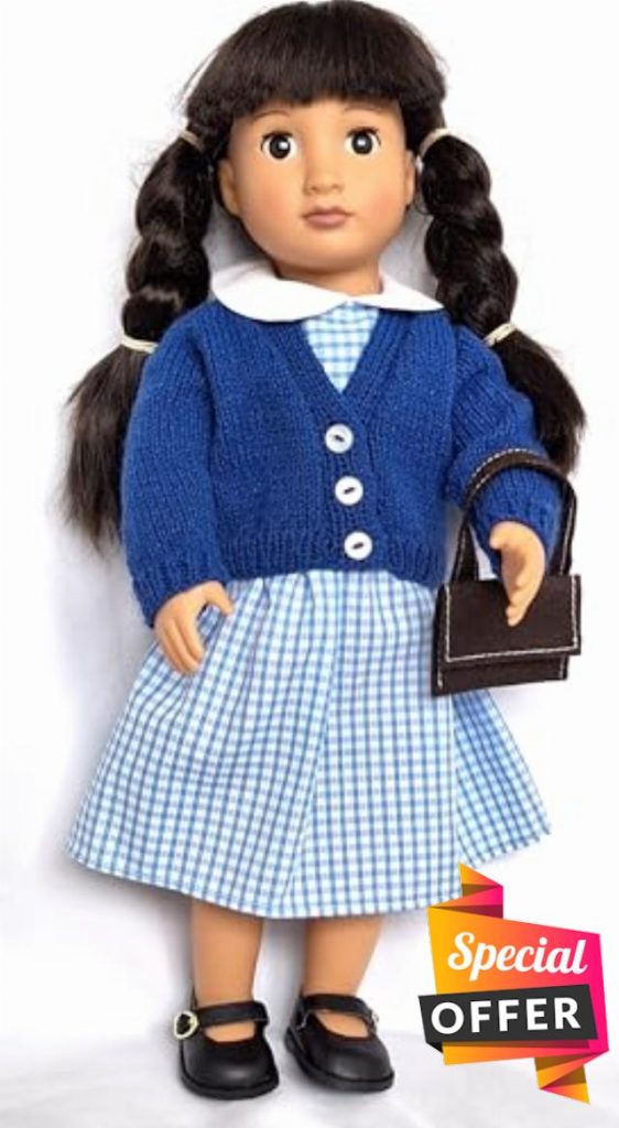 Blue gingham school uniform with cardigan