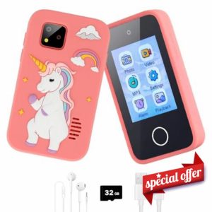 PTUI Kids Smart Phone for Girls - with 32G SD Card for 3 4 5 6 Year Old Girls MP3 Music Player with Dual Camera