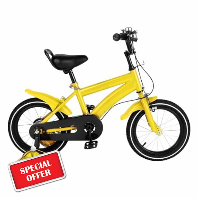 PansyWind 14 Inch Children's Bike from 3 Years for Girls and Boys Adjustable Bike with Training Wheels Non-slip Wear-resistant tyres Hand Brake and Chain Cove