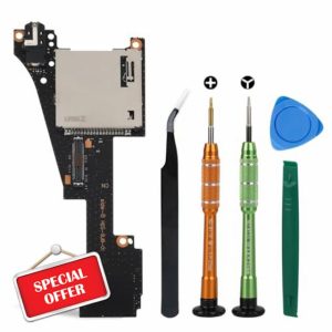 EEEKit Replacement Game Card Cartridge Reader Slot with Headphones Jack Plug Port and Repair Tools for Nintendo Switch OLED