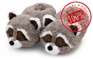 NICI 61312 Raccoon Lenno 38-41 (L) Grey-Sustainable Warm Cuddly Toy Boys and Girls-Animal Shoes with Non-Slip Soles-Slippers