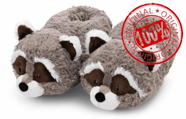 NICI 61312 Raccoon Lenno 38-41 (L) Grey-Sustainable Warm Cuddly Toy Boys and Girls-Animal Shoes with Non-Slip Soles-Slippers