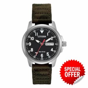 Citizen Men's Sport Casual Garrison 3-Hand Day/Date Eco-Drive Nylon Strap Watch