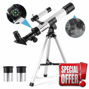 Telescope for Kids & Beginners Adults 40/400mm Astronomical Telescopes Refractor with Finder Scope Compass and Tripod