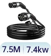QIAO)) Type 2 EV Charging Cable, 𝟳.𝟰𝗸𝗪 𝟱𝗠 𝟯𝟮𝗔 Single Phase, Electric Vehicle Type 2 to T...