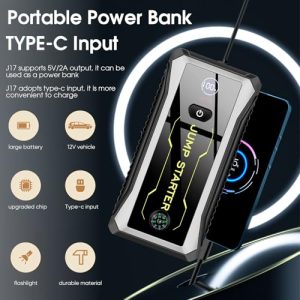 2000A Peak 12V Car Battery Booster Jump Starter for up to 6L Gas/4L Diesel