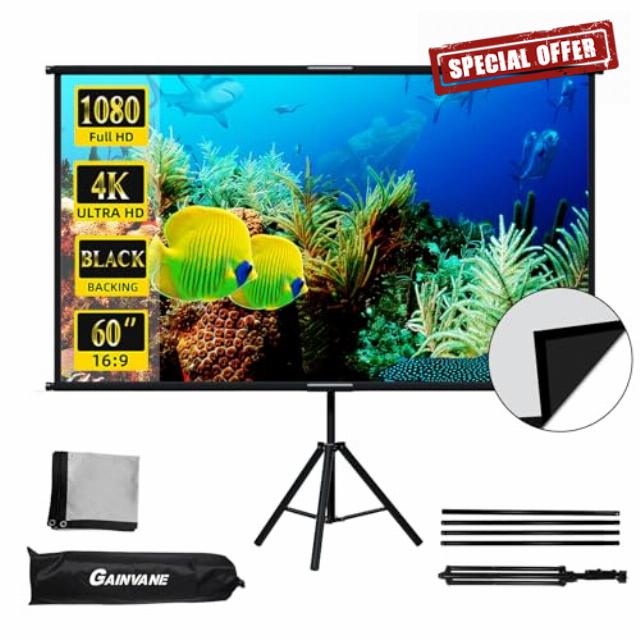 Projector Screen with Stand 60 inch