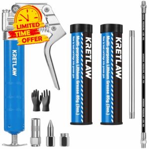 KRETLAW Mini Grease Gun (3000PSI) with Double 85G Cartridge Grease and Flexible Hose