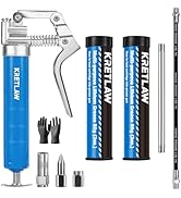 KRETLAW Mini Grease Gun (3000PSI) with Double 85G Cartridge Grease and Flexible Hose, Reinforced ...