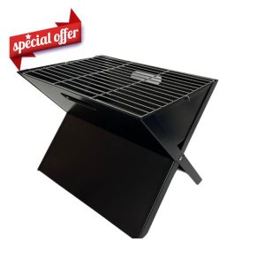 BBQENVY Foldable BBQ Grill Portable Camping Travel With Cooking Rack Charcoal - Black
