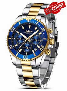 HANPOSH Mens Watches Chronograph Stainless Steel Analog Quartz Watch Waterproof Men's Wrist Watches Business Casual Fashion Watch for Me