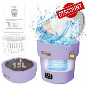 15L Portable Washing Machine with Spin Dryer Weighs 2kg