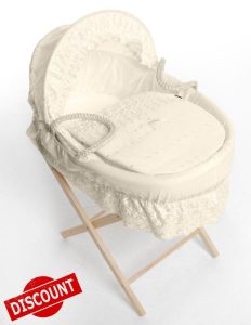 Broderie Anglaise Designer Spare Replacement Moses Basket Dressing Cover Bedding Set & Adjustable Hood
