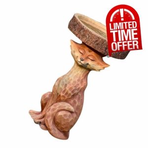 Resin Bird Feeder Antique Fox Rabbit Frog Animals Statue Bath Feeding Tool Sculptures Bathing Bowl for Garden Miniatures Fox