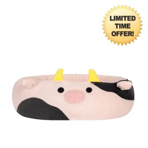 Squishmallows Original 24-Inch Connor the Cow Pet Bed - Medium-Sized Ultrasoft Official Jazwares Plush Pet Bed