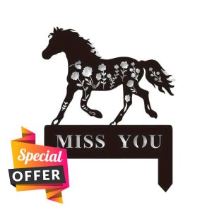 ISEEKLIKE Metal Horse Memorial Stake Sign With Stake Horse Lover Gift Sympathy Sign Remembrance Stake Ranch Decor Sign Grave Markers