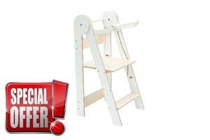 Wooden Foldable Learning toddler Tower for Kids (White)