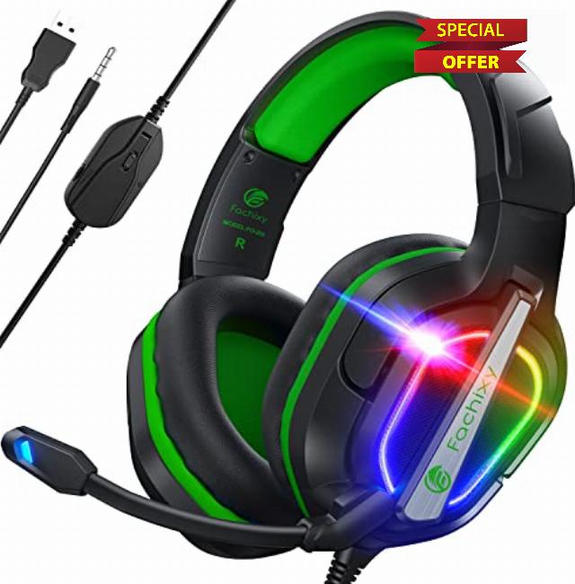 Fachixy「2024 New」FC200 Gaming Headset for PS4/PS5/PC/Xbox/Nintendo Switch