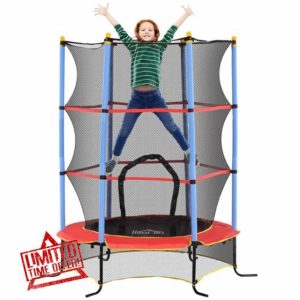 HOMCOM 6FT Kids Trampoline for Toddlers with Safety Net Enclosure Outdoor Indoor for Age 3-10 Years