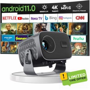 [Android TV&Auto Keystone/Electric Focus]Portable Video Projector HD 4K Supported with WiFi 6 and BT 5.2