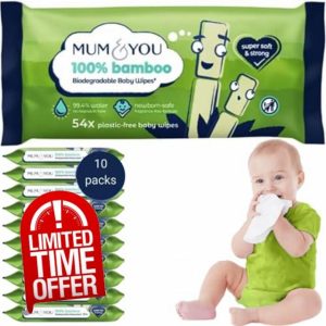 Mum & You Bamboo Baby Wipes Multipack - 100% Biodegradable Wet Bamboo Wipes (12 Packs)