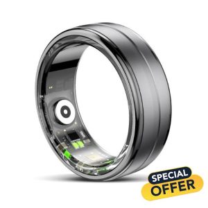 findtime Smart Ring for Men Women Gold Fitness Ring Android iOS Fitness Tracker Pedometer Heart Rate Blood Oxygen Sleep Monitor Step Counter Activity Tracker for Sports Time