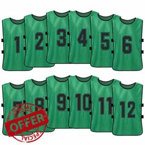 KOSINGNA 12 PCS Adults Soccer Pinnies Quick Drying Football Team Jerseys Youth Sports Scrimmage Soccer Team Training Numbered Bibs Practice Sports Ves