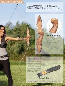 60" Takedown Recurve Hunting Bow for Outdoor Training Practice Right Handed 30-50LB