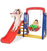 GYMAX 3-IN-1 Kids Basketball Stand, Basketball Hoop Set with Soccer and Golf Play, Height Adjusta...
