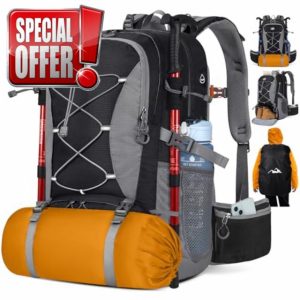 NUBILY Hiking Backpack 50L Waterproof Camping Backpack with Large Shoes Compartment and Wet Pocket Rucksack for Men Women Camping Backpack Lightweight Travel Backpack for Outdoor Sports