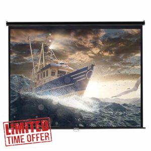 INMOZATA Pull Down Projector Screen 100" Wall & Ceiling Mounted HD Projection Screen with 4:3 Ratio Matte White Screen for Home Cinema Theater School Office Presentation Outdoor Indoor(Size:197x147cm)