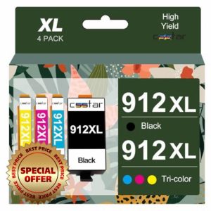 CSSTAR 912XL Ink Cartridge Repacement for 912 XL Compatible for HP OfficeJet Pro 8020 8022 8023 8024 8025 OfficeJet 8010 8012 8013 8014 8015 8017 8018(Black/Cyan/Magenta/Yellow