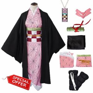 Maazusa Anime Cosplay Costumes for Women 7Pcs Kimono Outfits with Bamboo Anime Kimono Cosplay Halloween Costumes for World Book Day Carnival Party