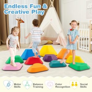 Children Obstacle Course Stackable Balance Blocks with Full Non-Slip Edge