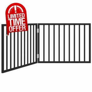 idaXL Dog Gate Foldable 2 Panels Pet Barrier - Poplar Wood