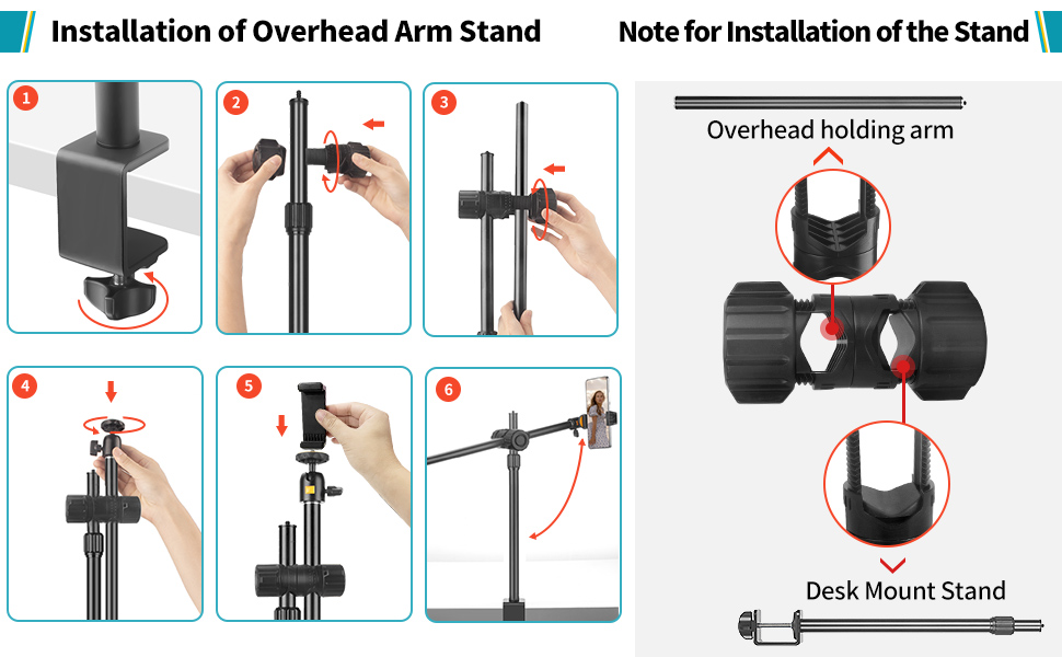 Camera Desk Mount with Overhead Camera Mounting Arm