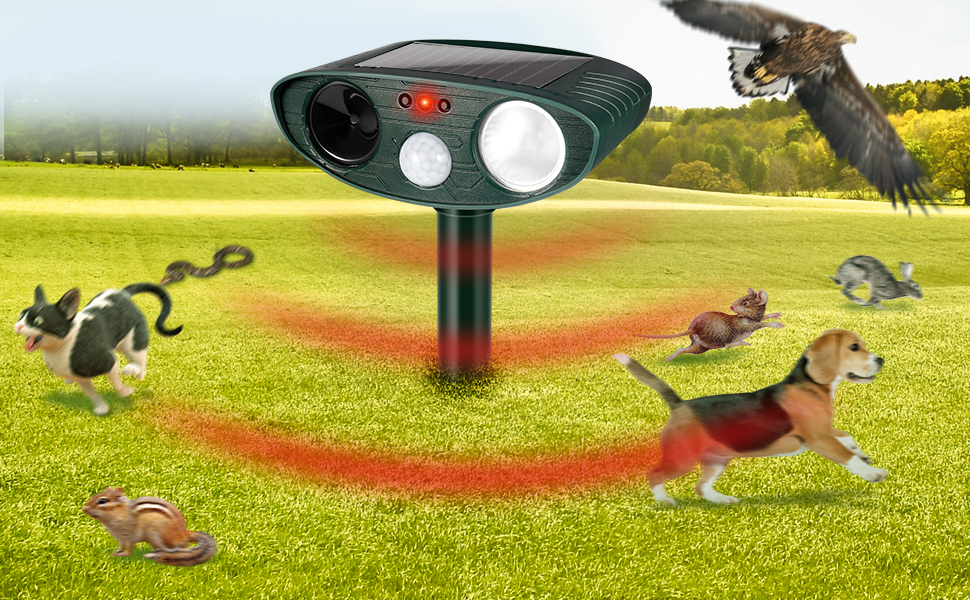 Cat Repellent, Garden Solar Animal Repellent, Waterproof Ultrasonic Cat Repellent