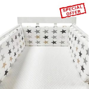 AZMAHT Breathable Cot Bumper Safe Alternative To Traditional Baby Cot Bumpers Baby Boys Girls Nursery Breathable Crib Bed Liner Bumper Anti Collision Head Crib Bumper