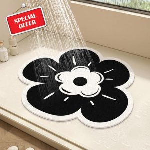 Round Shower Mat Flower Bath Mat for Inside Shower
