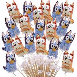 Toyland® Pack Of 20 - Bluey & Bingo Mini Character Balloons - Reusable Sticks And Cups Included - Birthday Party Decorations