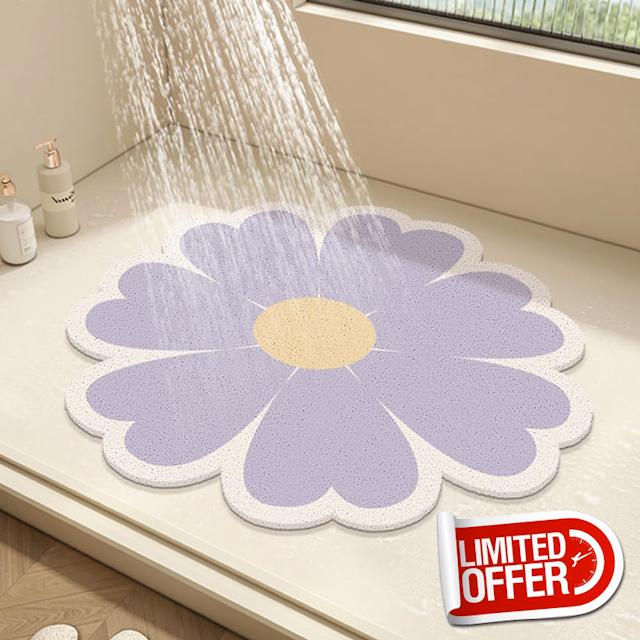 Round Shower Mat Flower Bath Mat for Inside Shower