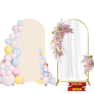 7.2FT Wedding Arch Backdrop Stand and Beige Arch Cover