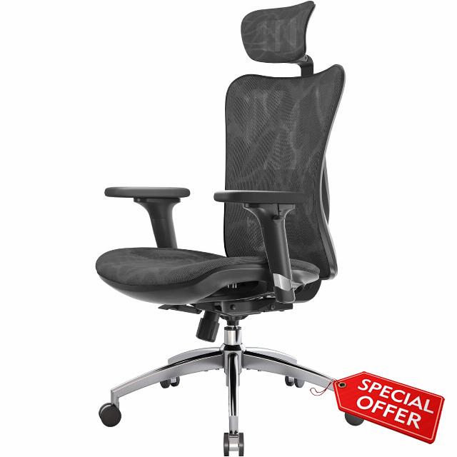 SIHOO Ergonomic Office Chair Mesh Desk Chair with Adjustable Lumbar Support 3D Armrests Breathable High Back Computer Chair (Black)